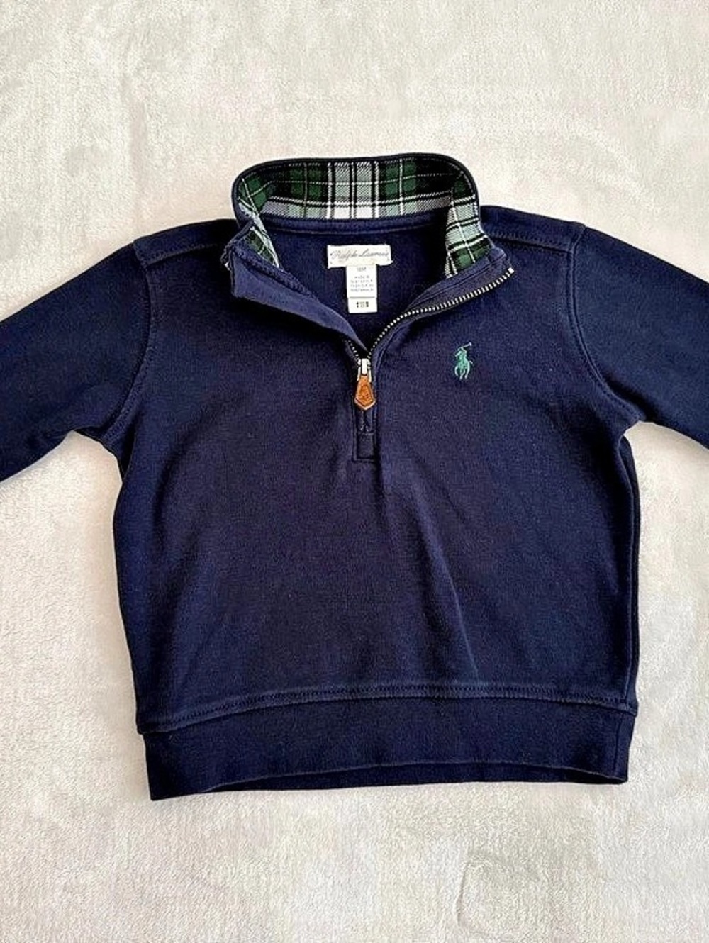 Ralph Lauren Infant Navy Quarter-Zip Pullover (size 12M)